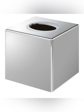 Metallic Silver Square Tissue Box Cover BNIB chrome ABS modern decor